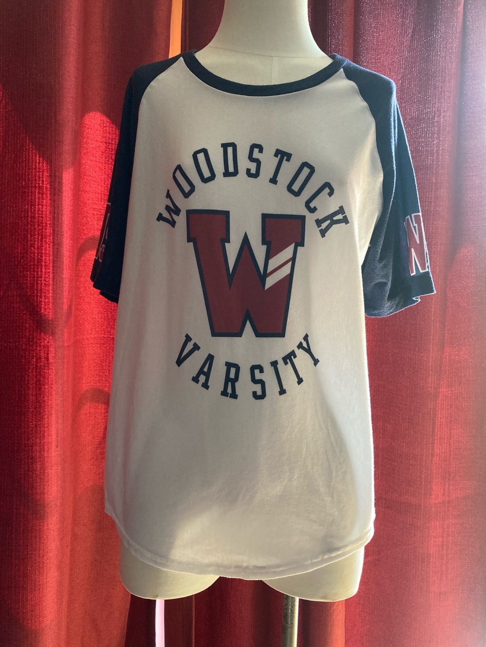 Woodstock Varsity W Logo Raglan Tee - White & Navy